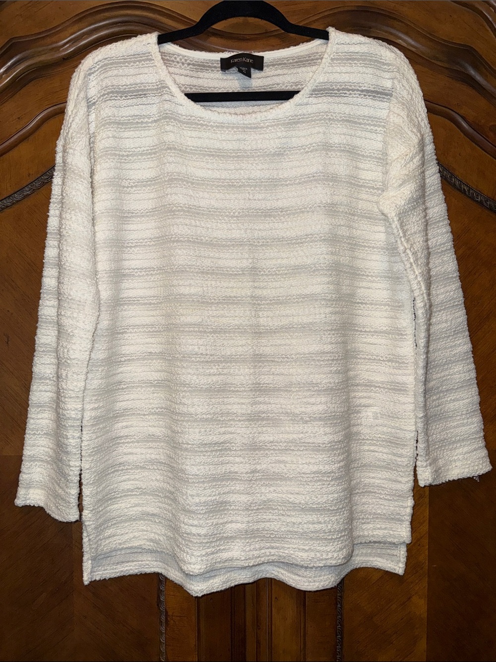 Karen Kane Cream Textured Scoop Neck Sweater